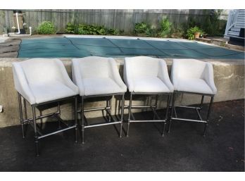 4 Upholstered Barstools With Retro Pipe Legs