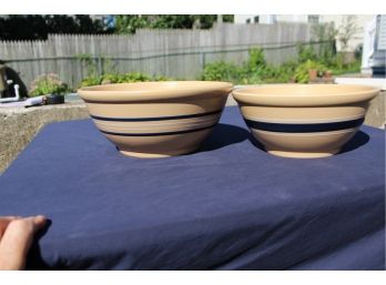 Large Stoneware 'Yellow-ware' Mixing Bowls From 'Home'
