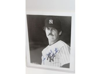 Signed Jim Catfish Hunter B&W Photo Yankees