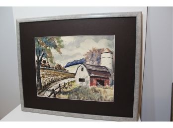 Original Watercolor Barn By The Road Signed
