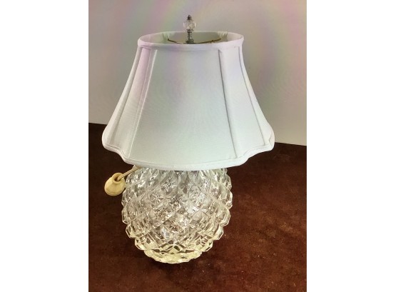 Crystal Cut Table Lamp With White Shade