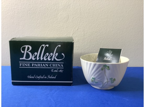 Belleek Bowl With Shamrock Design In Box