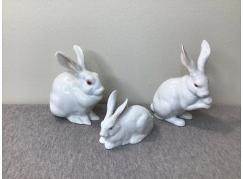 Lot Of 3 Hand Painted Herend Hvngary Rabbits