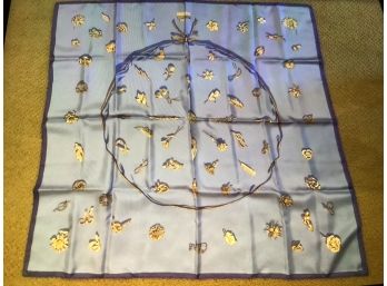 Hermes Light Blue And Gold Dimensional Scarf