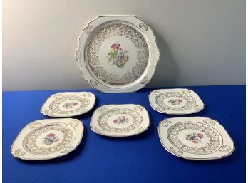 The Herker Pottery Co. 22kt Gold Painted Dish Set Of 6