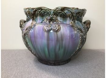 Large Purple And Green Pottery Planter