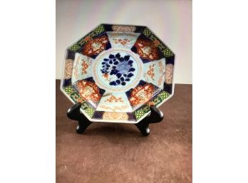 Octagon Shaped Decorative Floral Painted Plate
