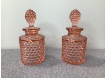 Pair Of Small Depression Glass Decanters