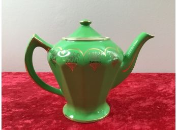 Hall 6 Cup Green And Gold Painted Tea Pot