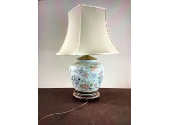 Floral Table Lamp With Square Shade