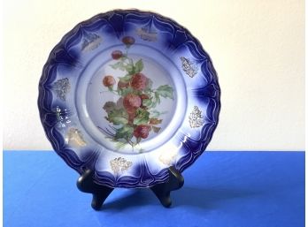 Limoges Blue Trimmed Floral Decorative Plate