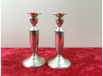 Pair Of Towle Sterling Weighted And Reinforced Candle Holders