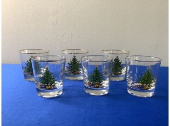 Lot Of 6 Christmas Tree Shot Glasses