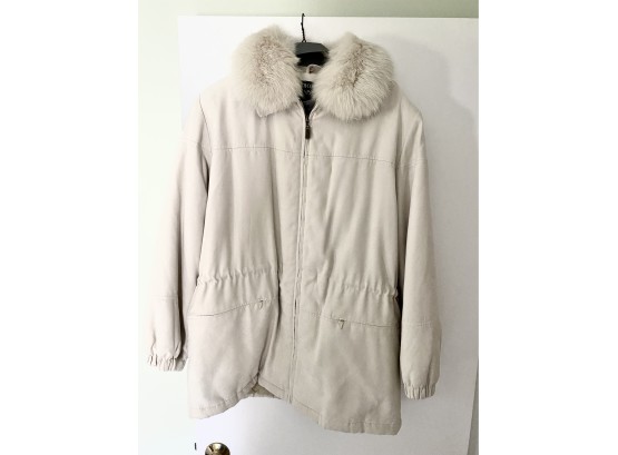 Bromley Sport Ladies Coat W/fur Collar ~ Size M ~