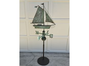 Copper Weathervane On Base With Boat