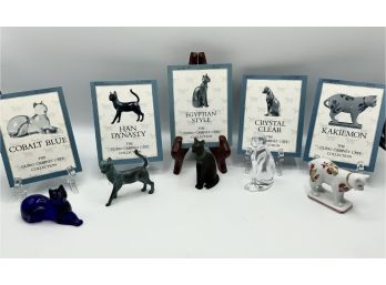 5 Franklin Mint Curio Cabinet Cats ~ Han Dynasty, Cobalt Blue & More ~