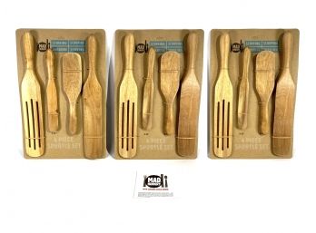 Mad Hungry Group Of (3) Acacia Wood - Utensils For Stirring Smashing Scooping Serving