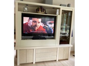 TV Stand Stereo Cabinet - Laminate Particle Board Construction (TV Sold Separately In This Auction)