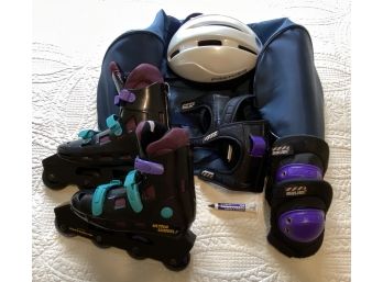 Complete Roller Blade Ensemble In Convenient Carry Bag