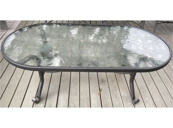 Metal And Patterned Glass Coffee Table