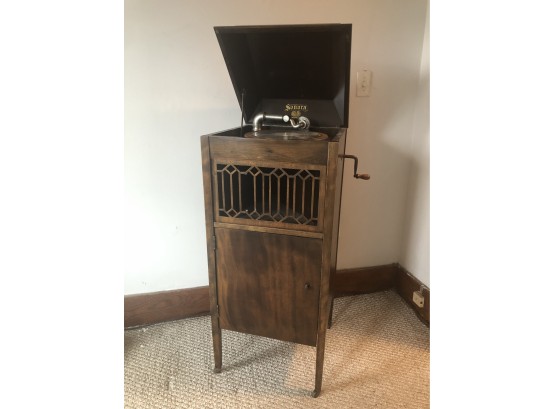 Antique 1915 Sonora Wind Up Standing Phonograph Cabinet - Works!