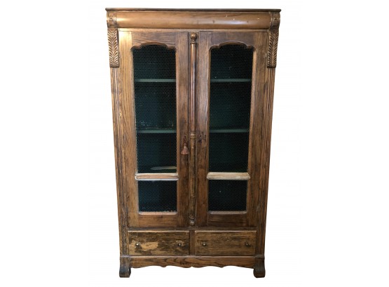 1940s Oak French Provincial Double Door Armoire With Key