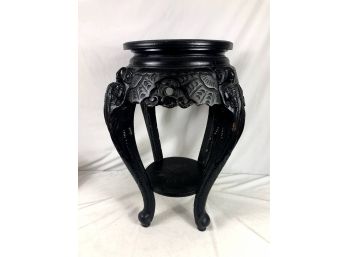 Antique Black Chinoiserie Side Table - Serpent / Dragon Details