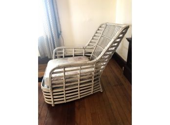 Vintage Rattan Porch Recliner With Cushion