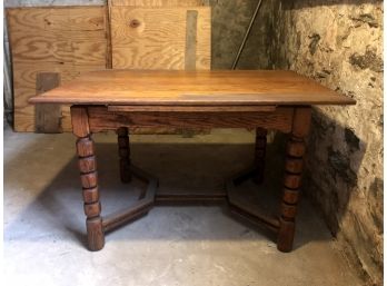 Antique Oak Table With Hand Carved Legs