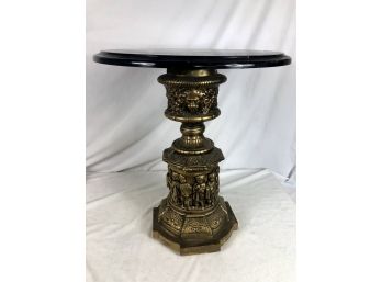 Vintage Marble Top Side Table With Plaster Cast Sculptural Body
