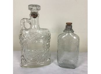 1920s Prohibition / Depression Era Glass Liquor Bottles - 2 Pieces