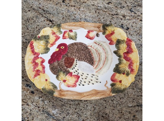 Colorful Turkey Serving Platter 18 1/2' X 13 1/2'