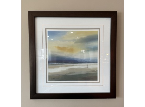 Large Signed Framed Print Art - Beachscape Hand- Signed By Artist:  Hans Paus