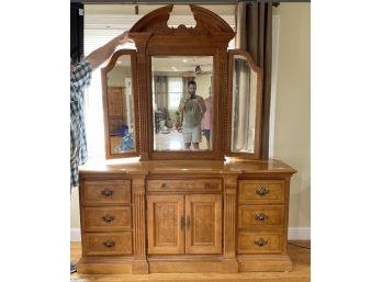 Master Bedroom Triple Dresser - Plus Magnificent Attachable Beveled Glass Mirror- Has 9 Drawers