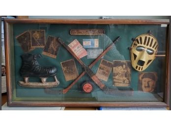 Shadow Box Frame Of ' The Game Of Ice Hockey' - Wonderful Mixture With Actual Vintage Game Stubs