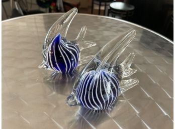 Two Handblown Butterfly Fish Glass Figurines