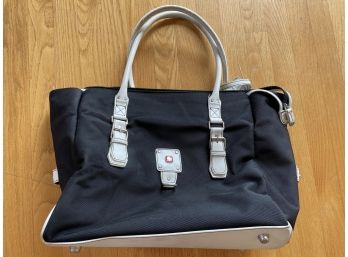 Wagner Swiss Army Tote Handbag Purse Navy Blue And White