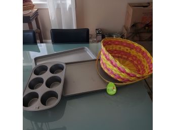 Three Smart Living/ Wilton Non Stick Baking Pans...& An Easter Basket