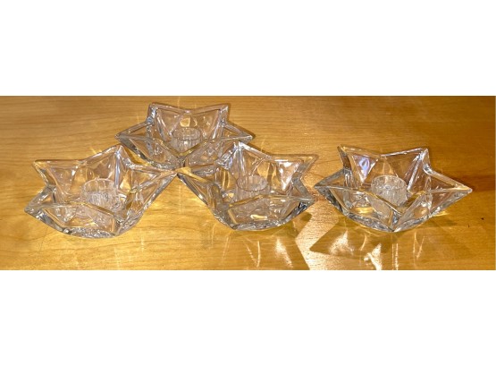 Lot Of 4 Glass Star Candle Holders
