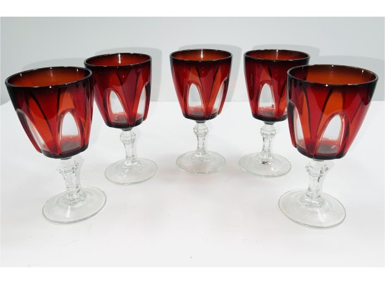 Ruby Red And Clear Wine Glasses