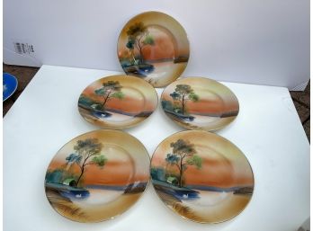 Noritake Set Of 5 Hand Painted Plates