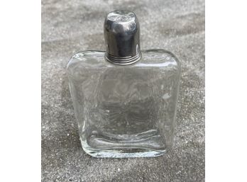 Vintage Glass Flask Silver Top