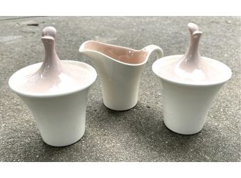 Art Deco Tea Serving Creamer And Sugar Bowls With Tops
