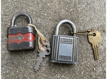Pair Of Vintage Small Locks And Keys