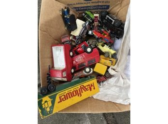 Box Of Vintage Play Cars And Trucks