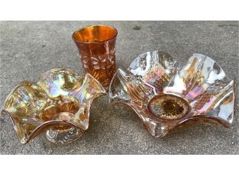 Lot Of Three Carnival Glass