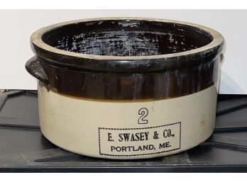 E. Swasey And Co Stoneware Crock