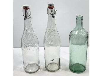Lot Of 3 Vintage Soda Glass Bottles