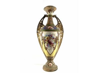 Early Decorative Amphora Shaped Vase - Floral Motif