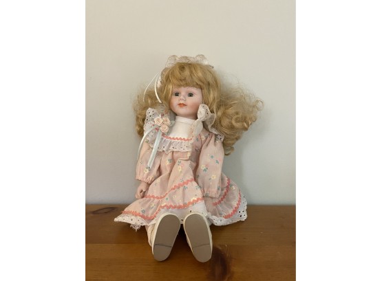Seated Pink Dress Blonde By Kingstate Dollcrafter